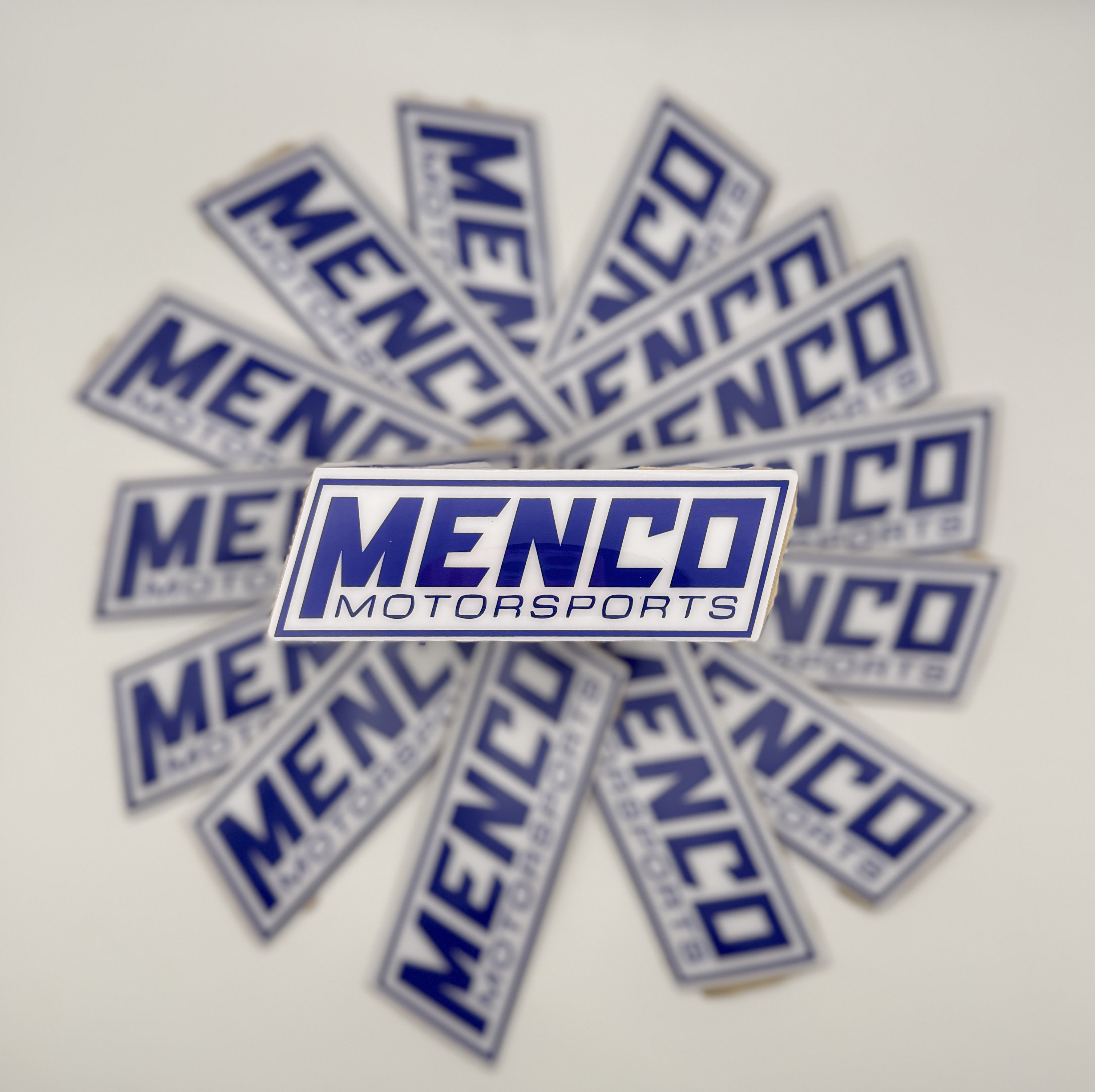 Rectangle Menco Sticker- Blue/ White